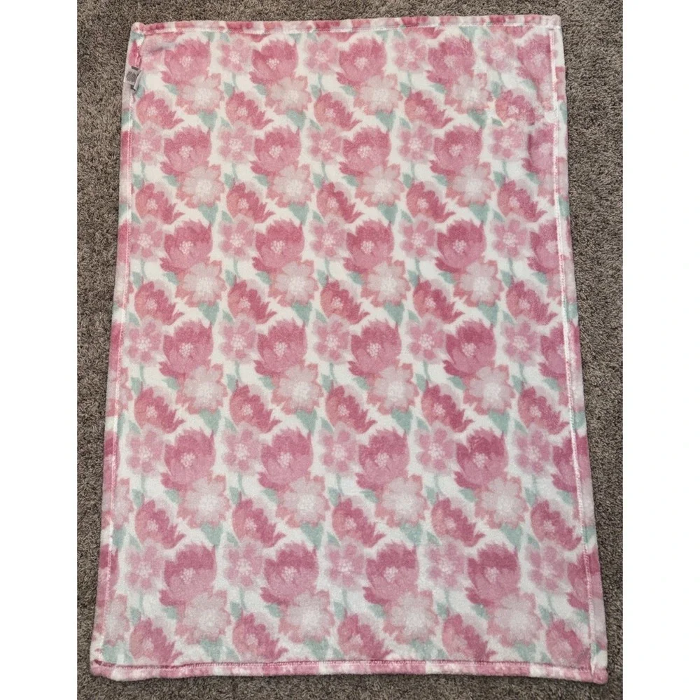 Adirondack Baby Blanket Pink Floral Flowers Lightweight Soft Plush‎ Girls